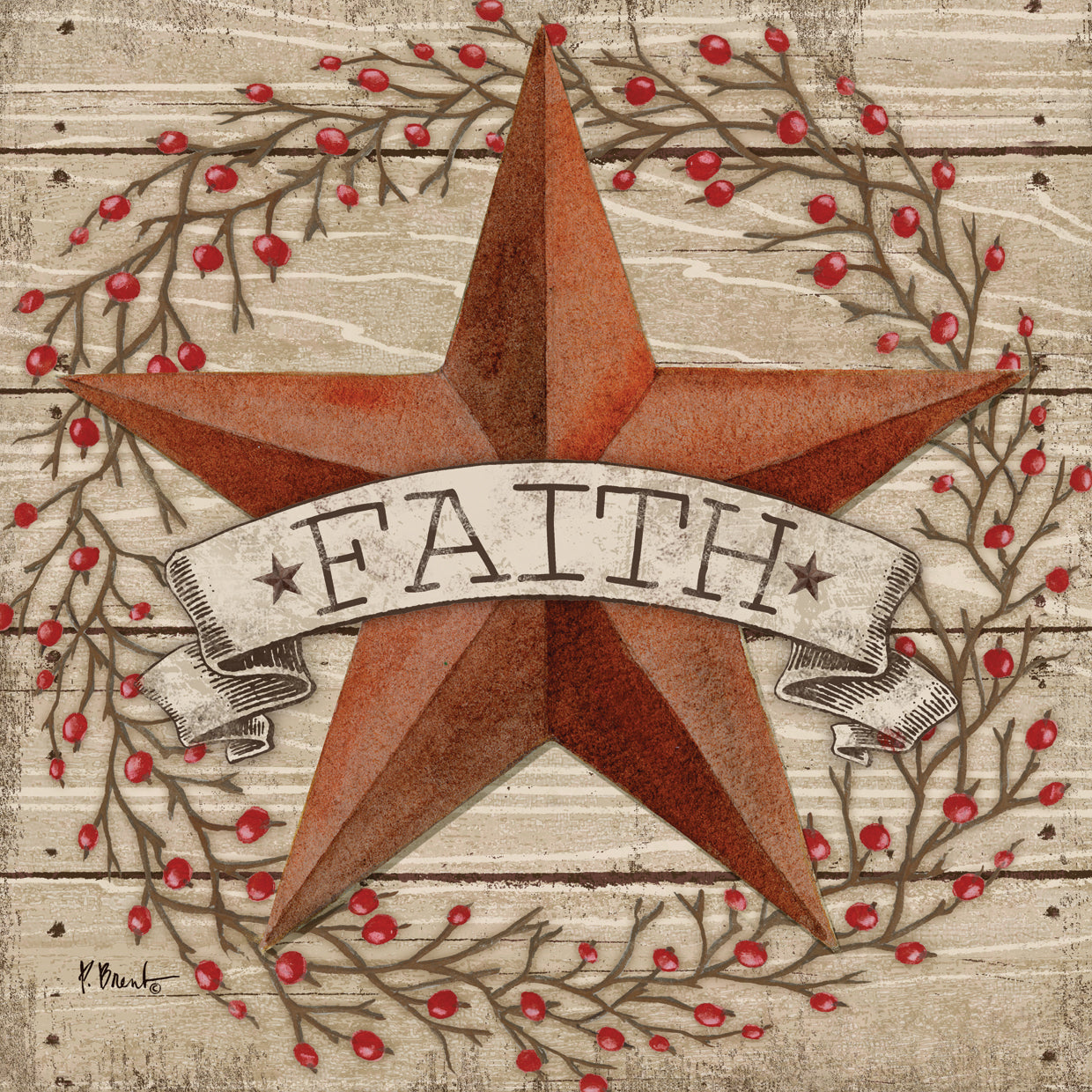 Barn Star with Berries I