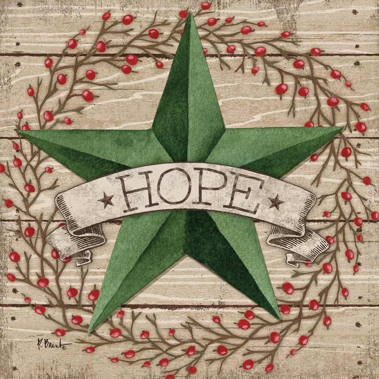 Barn Star with Berries III