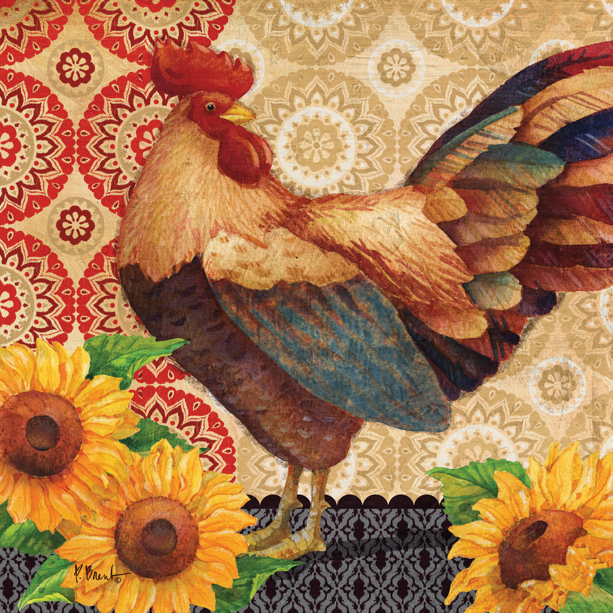 Roosters and Sunflowers IV