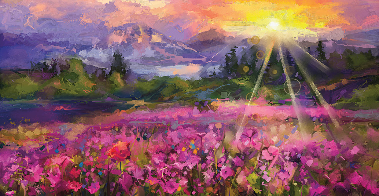 The Sun Over Purple Flowers