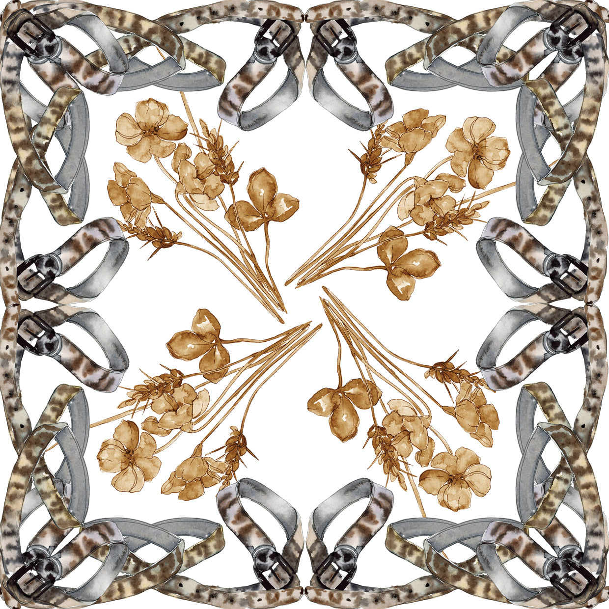 Brown Flowers Strapped by Leather