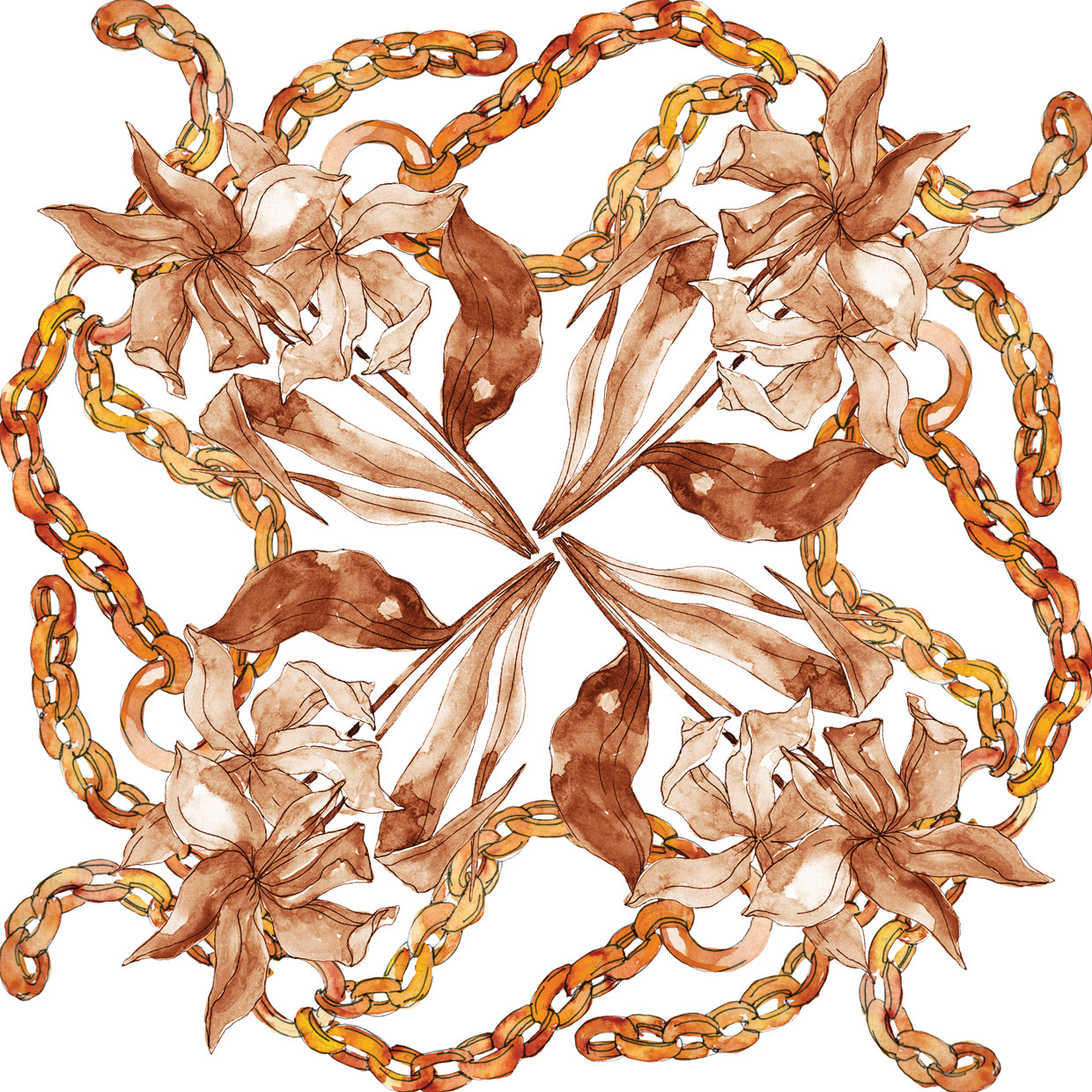 Sepia Toned Flowers and Chains