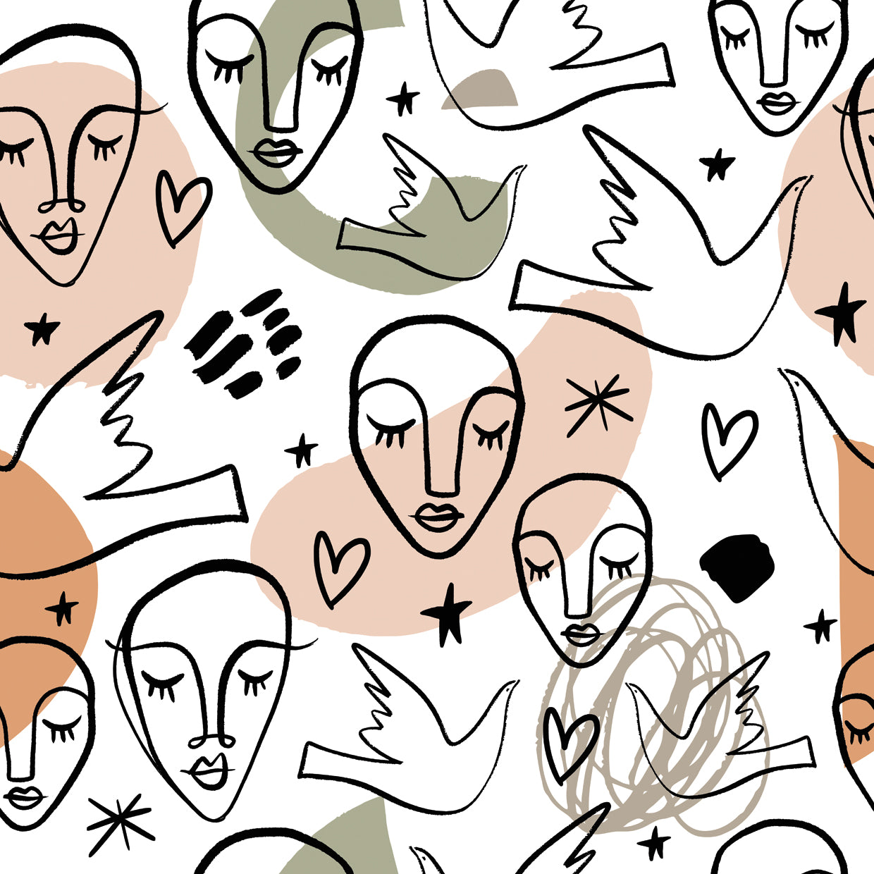 Face Doodle Pattern 2