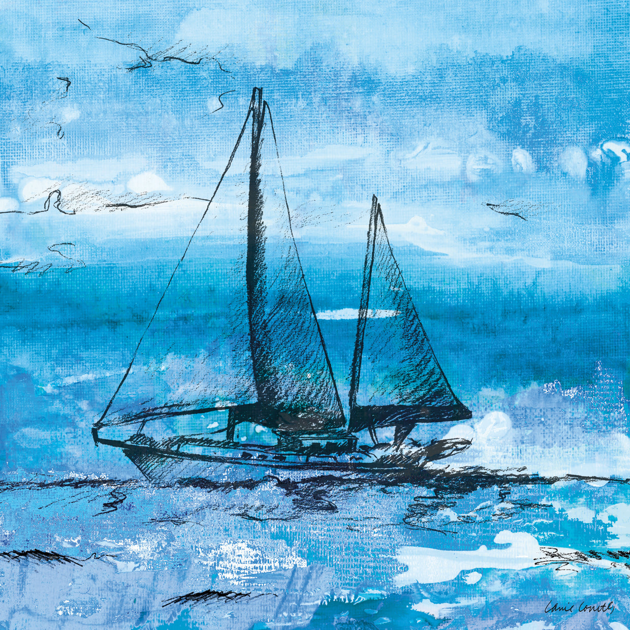 Coastal Boats in Watercolor II