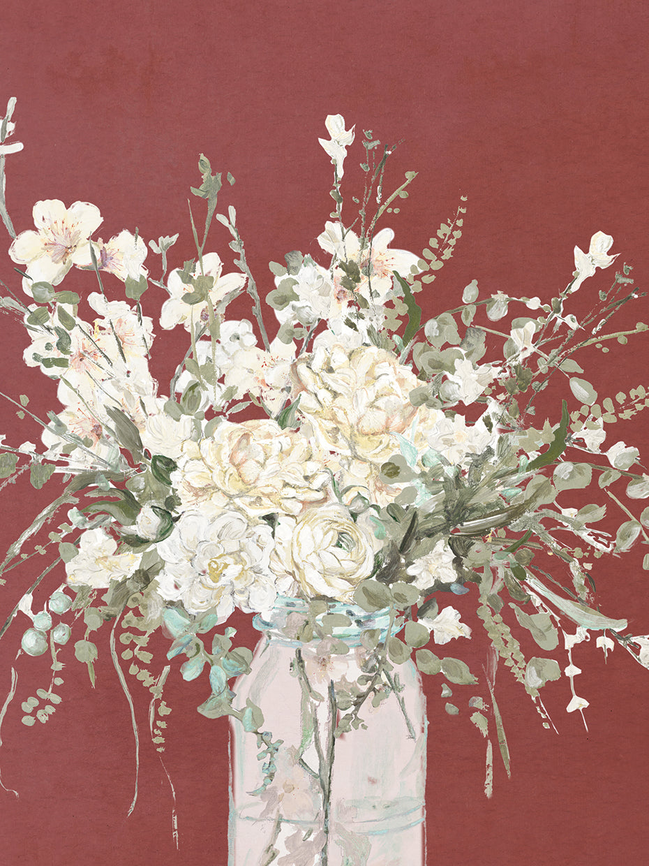 Warm Flowers in Glass Vase