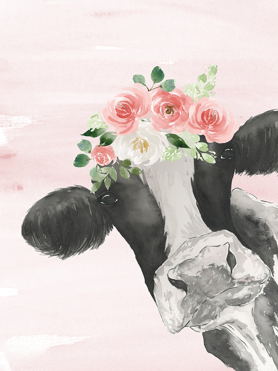 Crowned Cow on Pink
