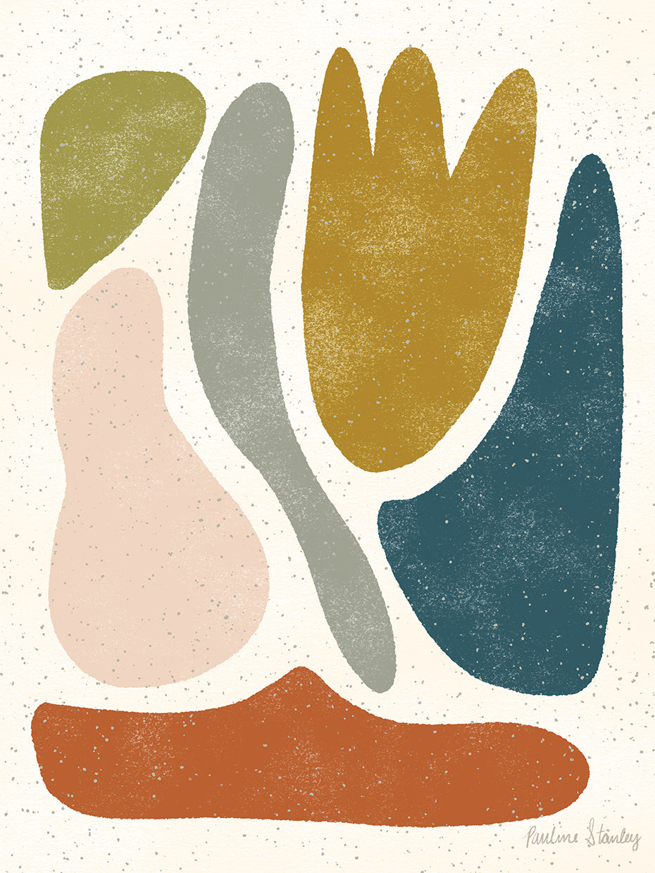 Blob Abstract Red Ochre Blue