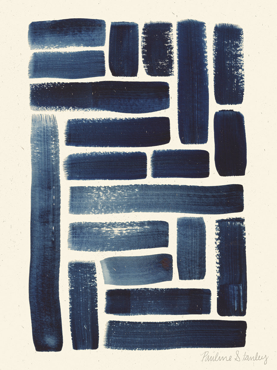 Blue Strokes Gouache