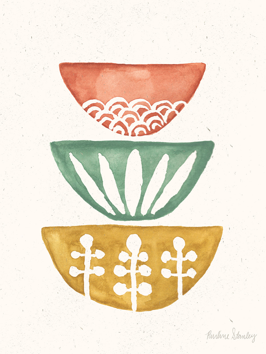 Mid Century Bowls Watercolor