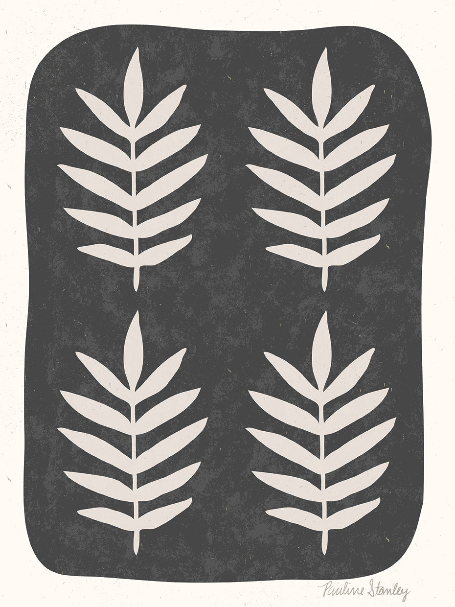 Palm Leaf Pattern Black
