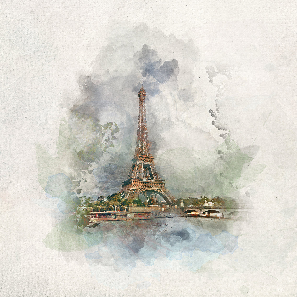 Torre Eiffel Acuarela Lienzo