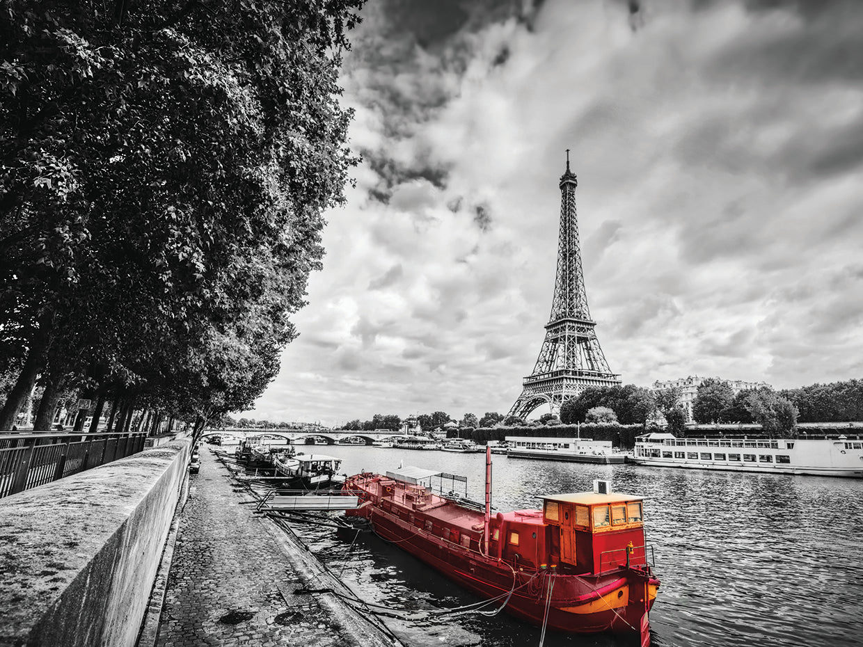 Barco rojo de París Lienzo