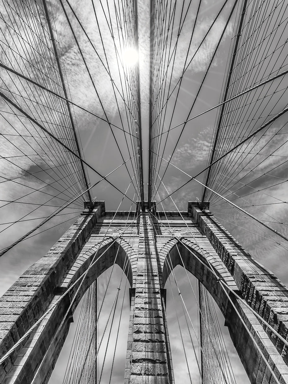 NYC Monochrome Brooklyn Bridge in Detail