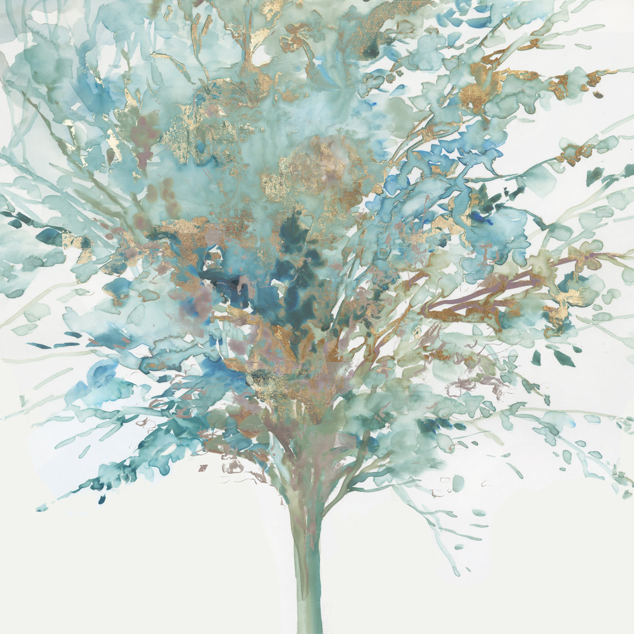 Árbol verde azulado I Lienzo