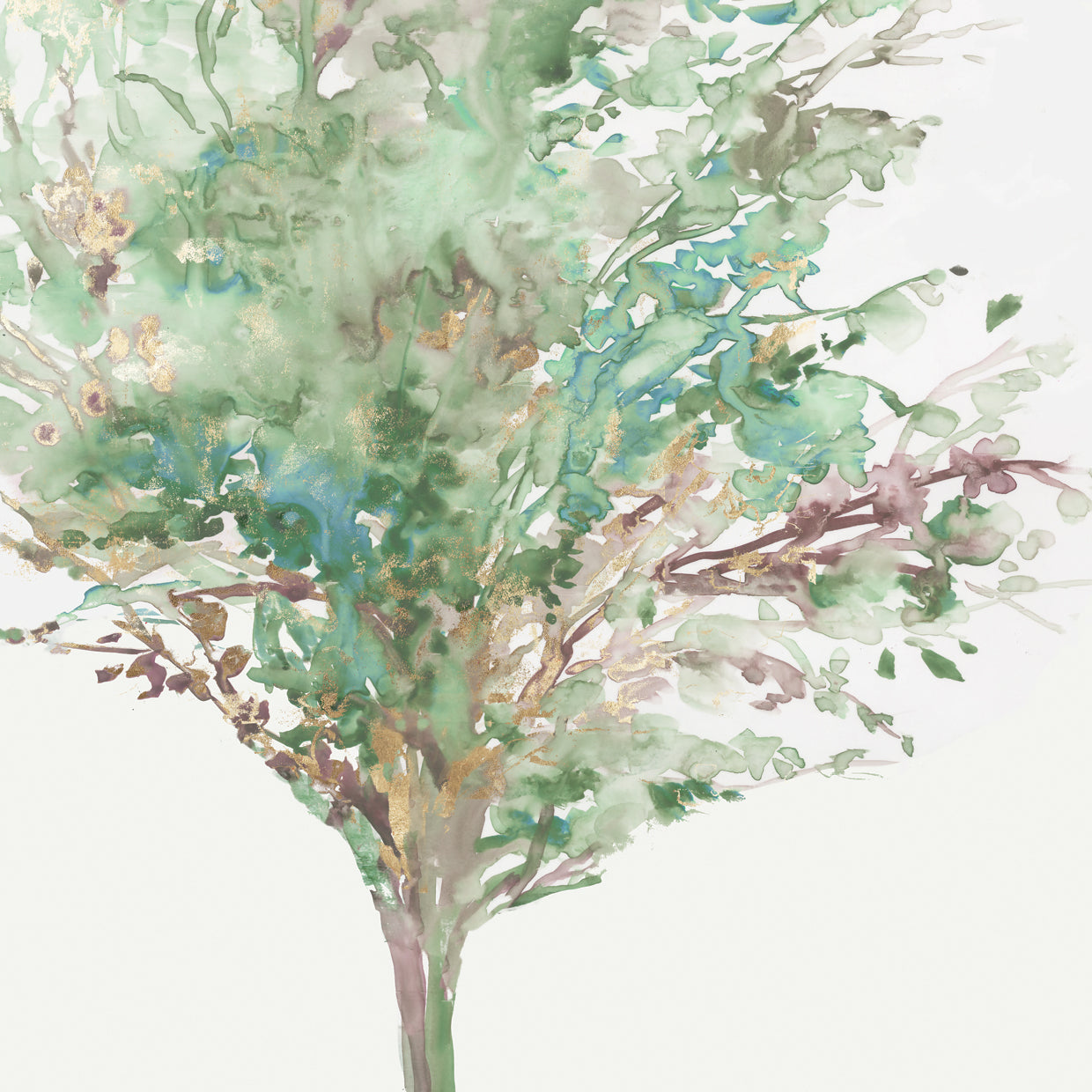 Árbol verde azulado III Lienzo