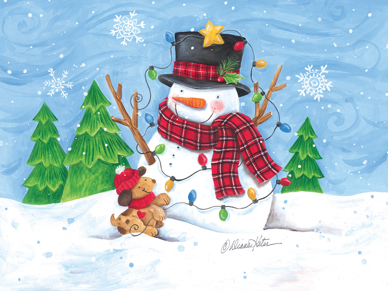 Snowman and Christmas Lights