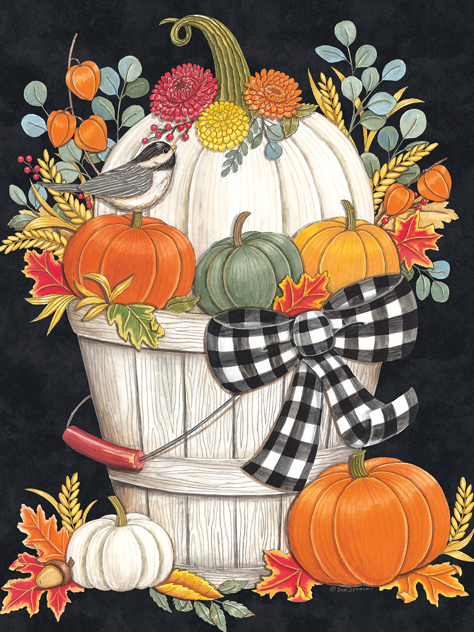 Fall Bucket with Chickadee