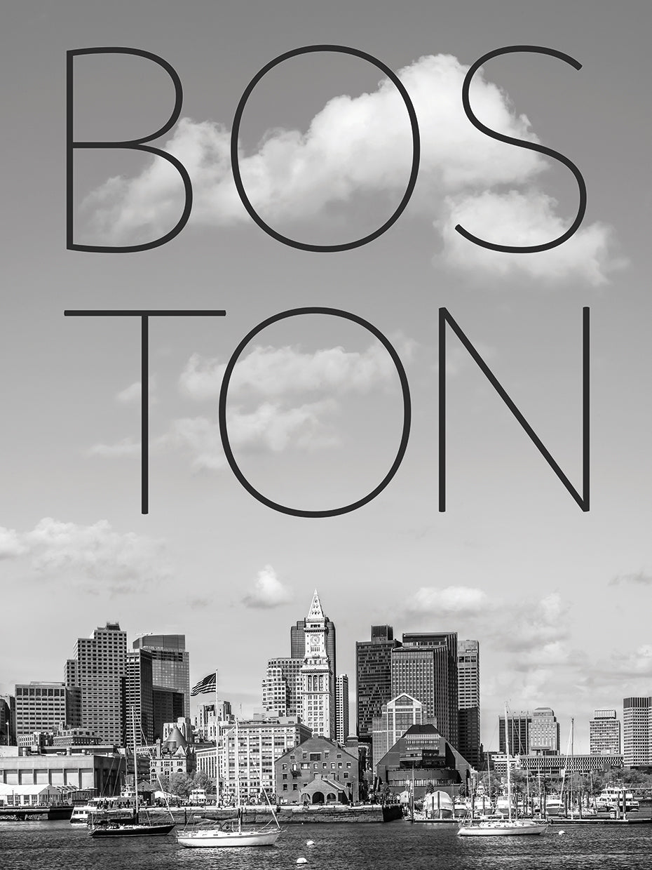 BOSTON Skyline North End & Financial District | Text & Skyline
