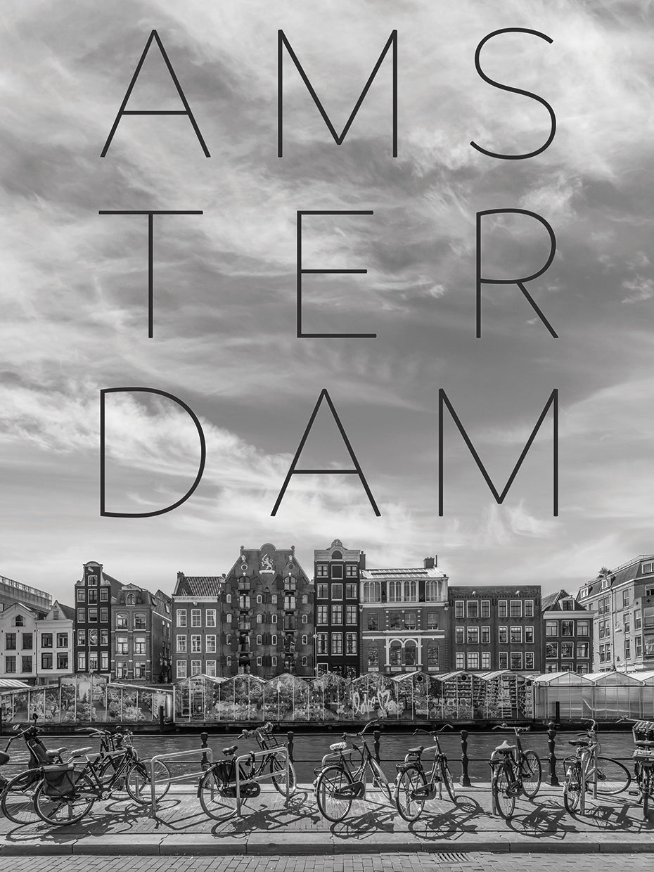 AMSTERDAM Singel Canal with Flower Market | Text & Skyline