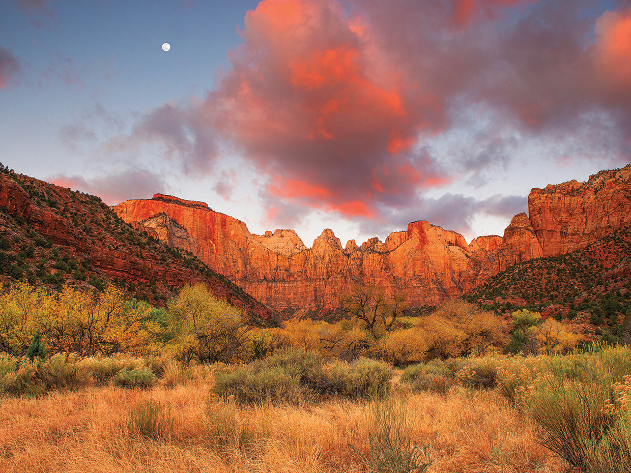 Temple Sunrise & Moon