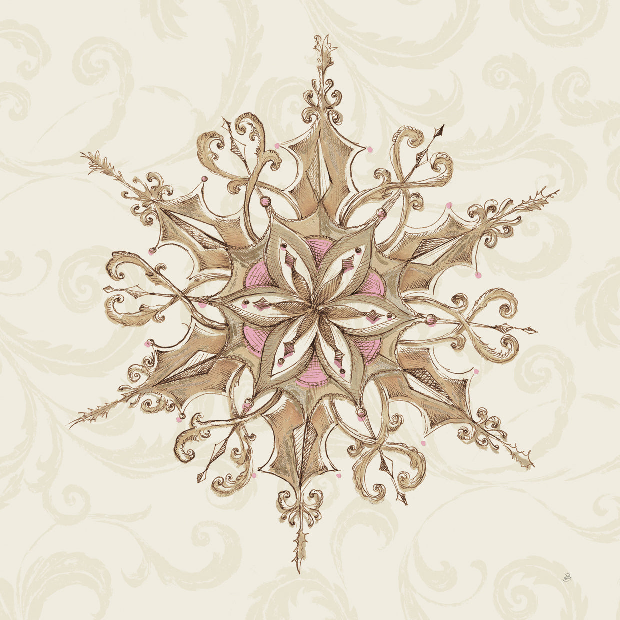 Elegant Season Snowflake I Pink