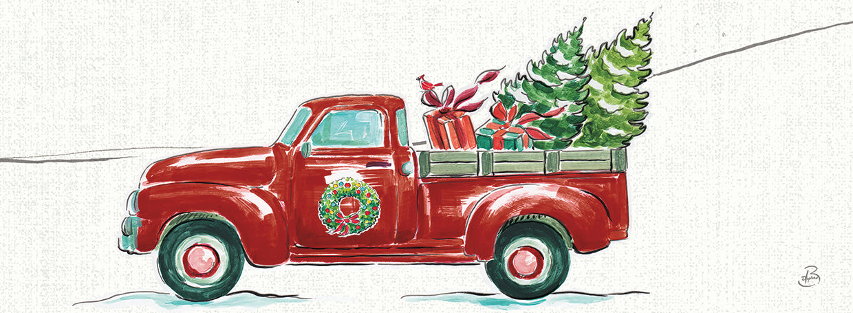 Chrismtas in the Country IV Wreath Truck White