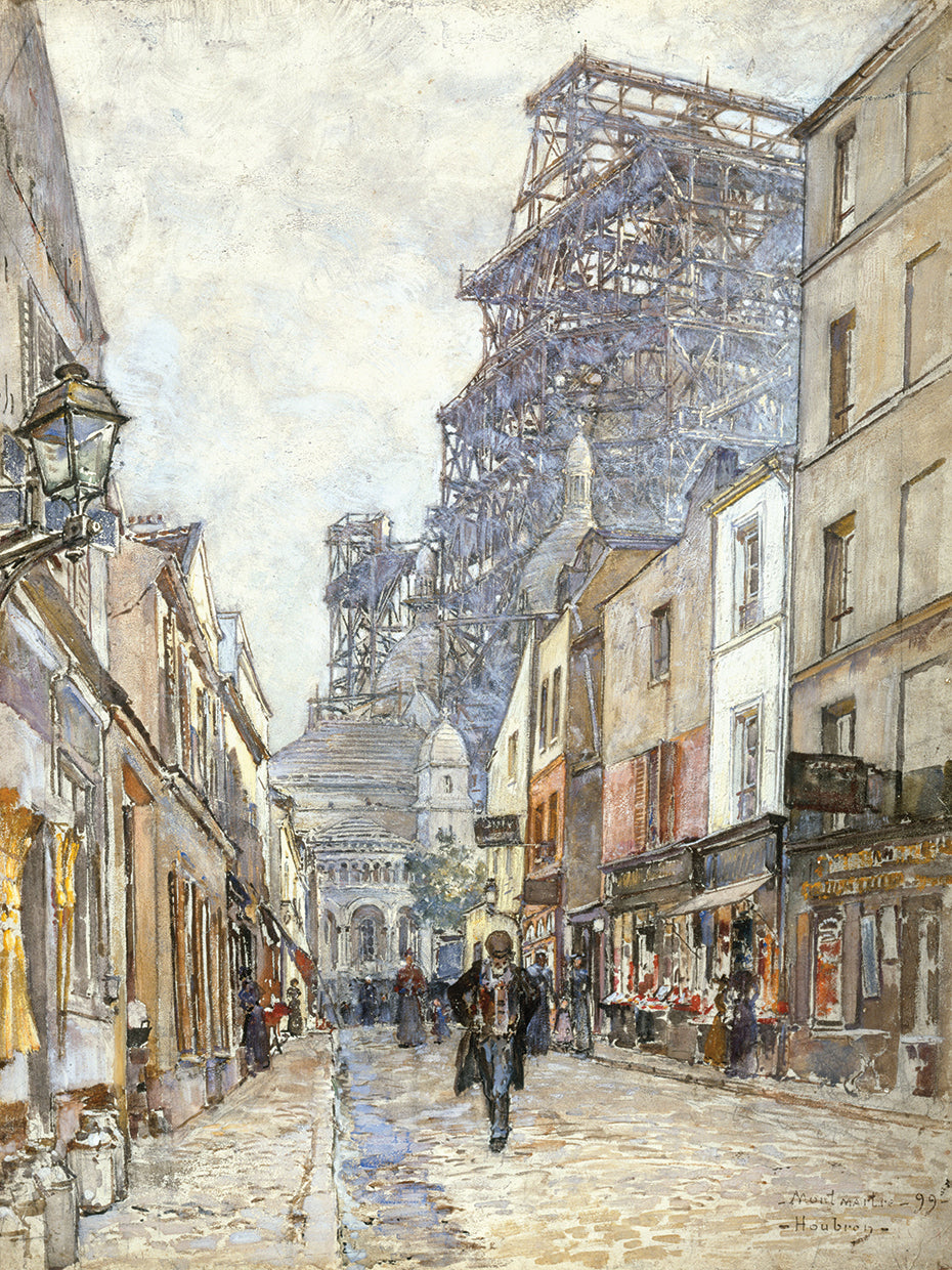 Rue du Chevalier-de-la-Barre, con el Sacré-Cœur en construcción (1899) Lienzo