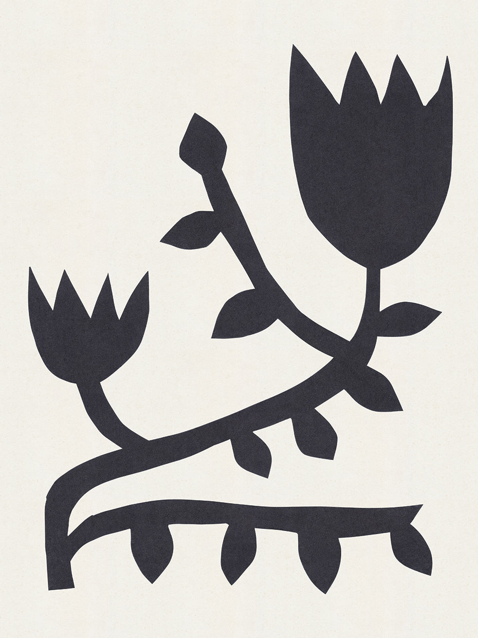 Black branch with two flowers