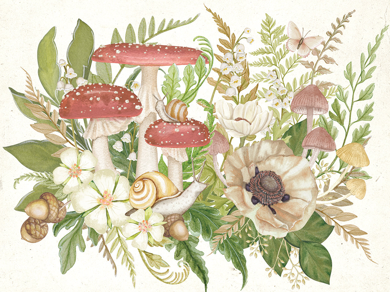 Cottage Ferns & Mushrooms 1
