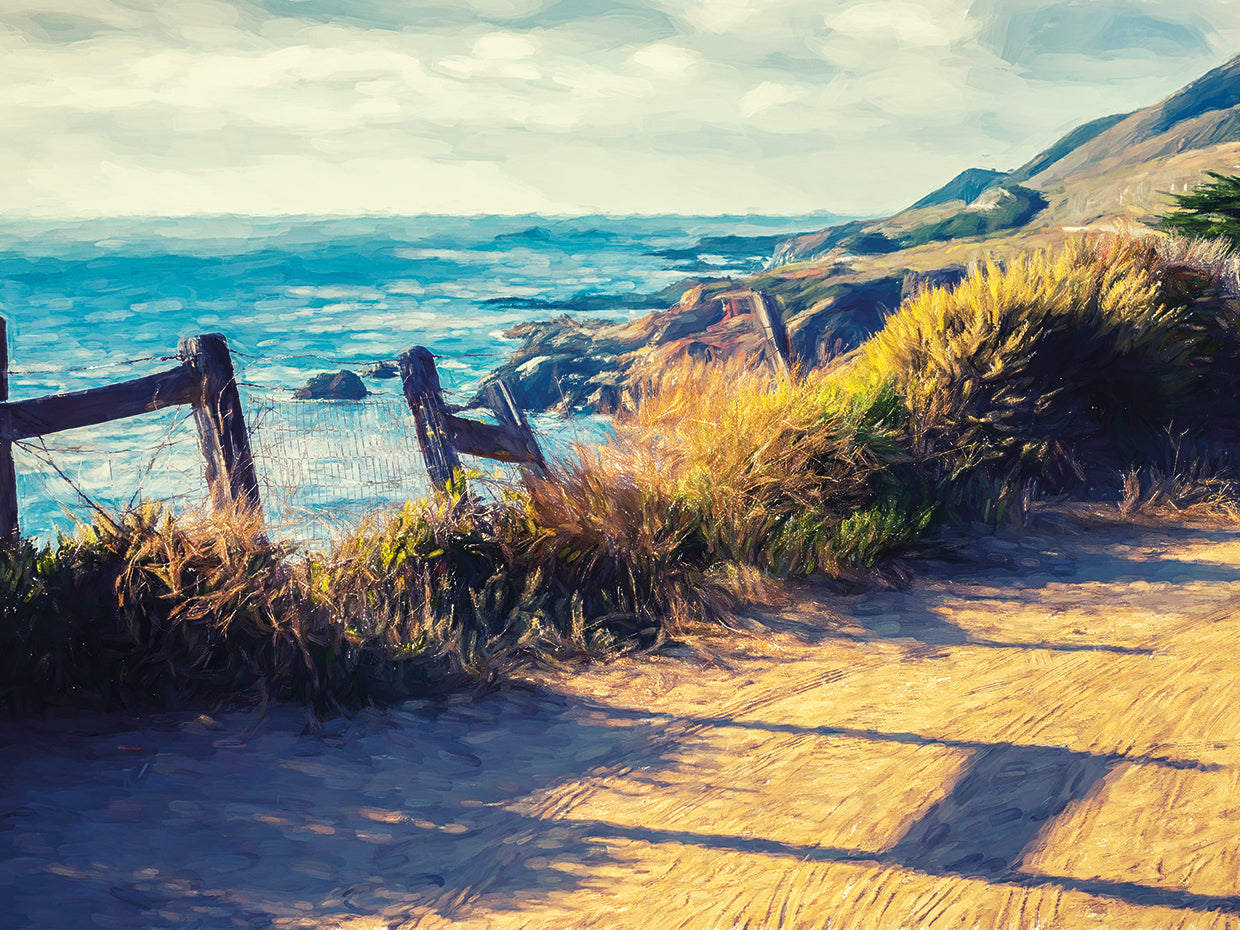 Monterey Coast Old Fence Painterly Style