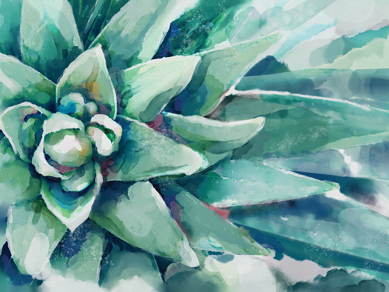 Watercolor Succulent Bloom