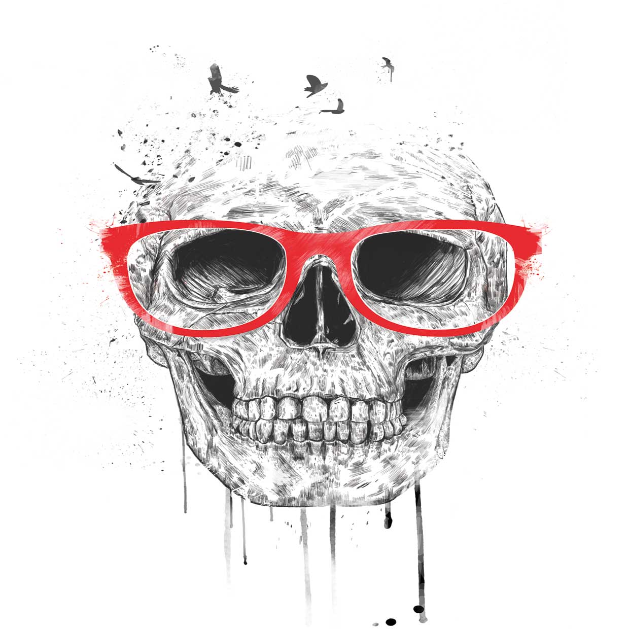 Skull With Red Glasses