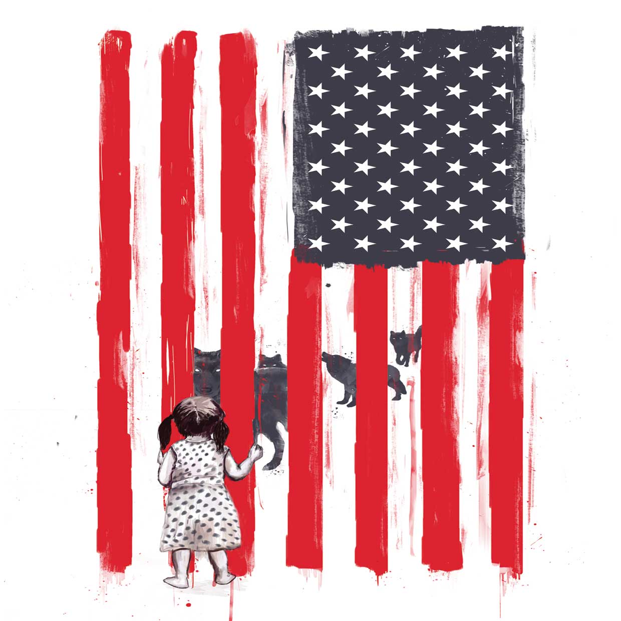 Little Girl and Wolves