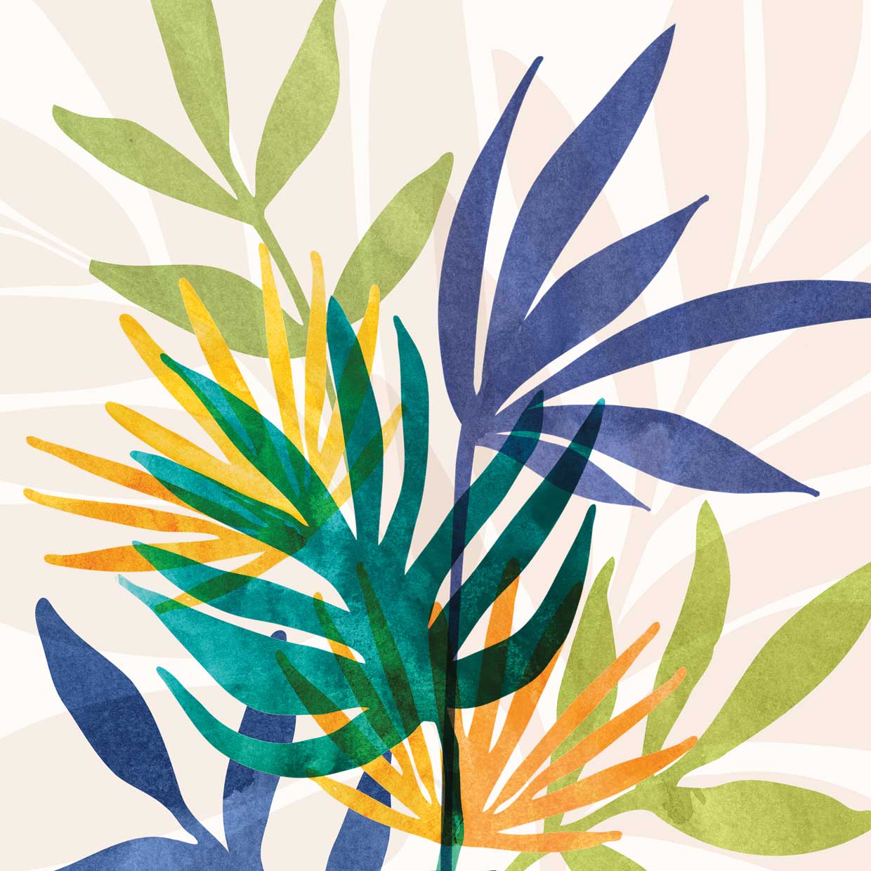 Botanical Collage in Blue