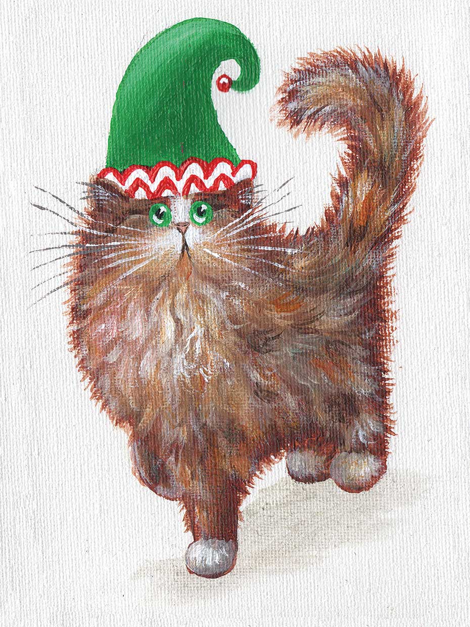 Elf Kitten In A Green Hat