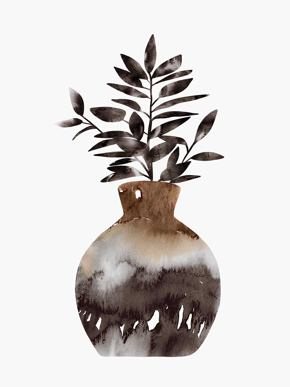 Floral Vase Black and Brown 2