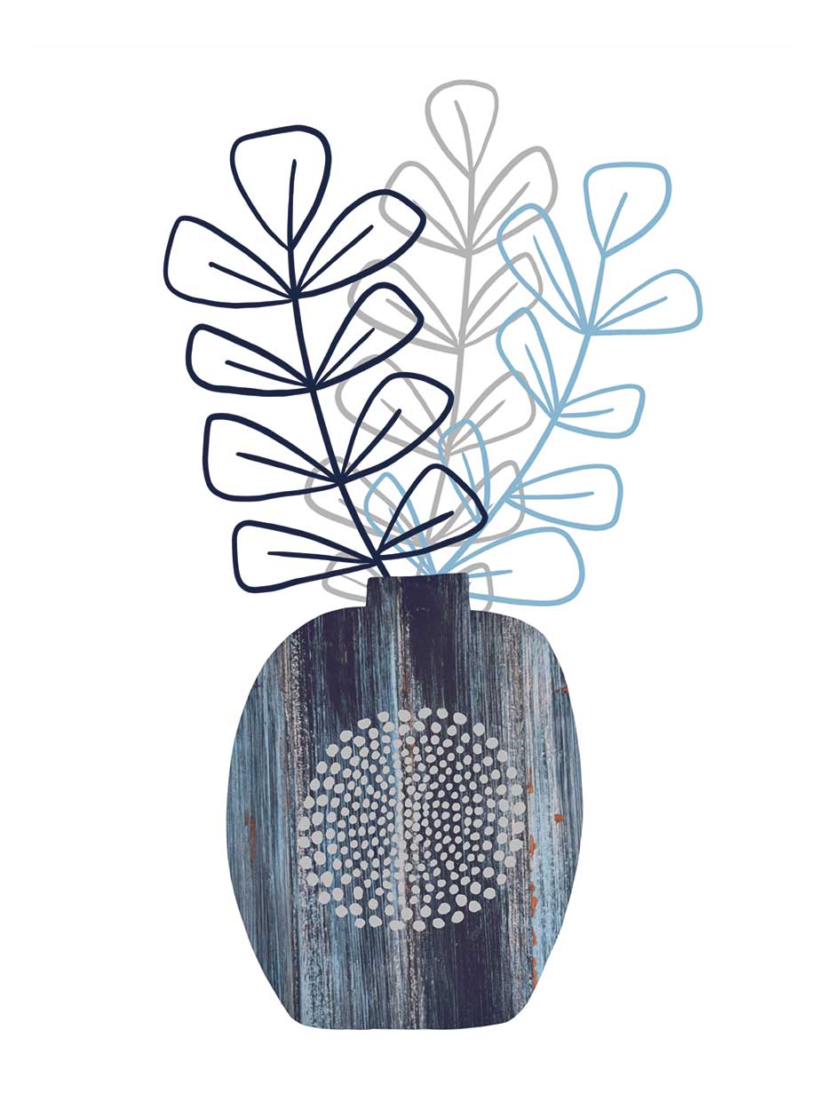 Navy Botanical Vase