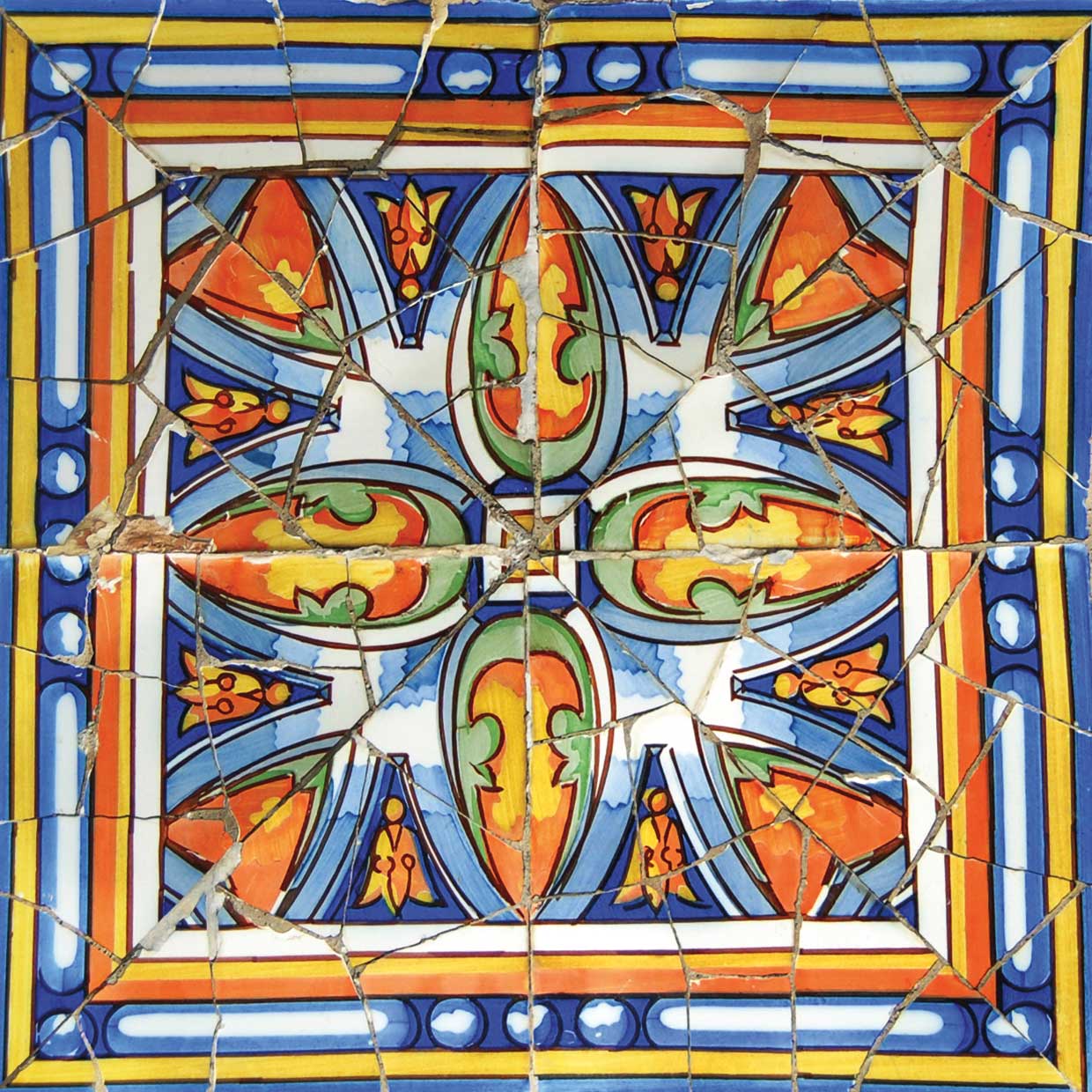 Gaudi mosaic orange and blue 1