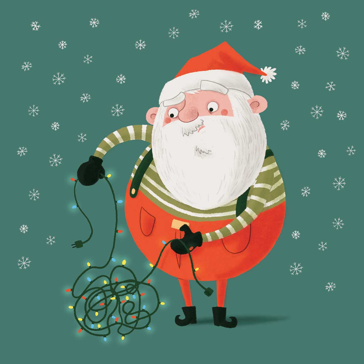 Santa with Holiday Lights