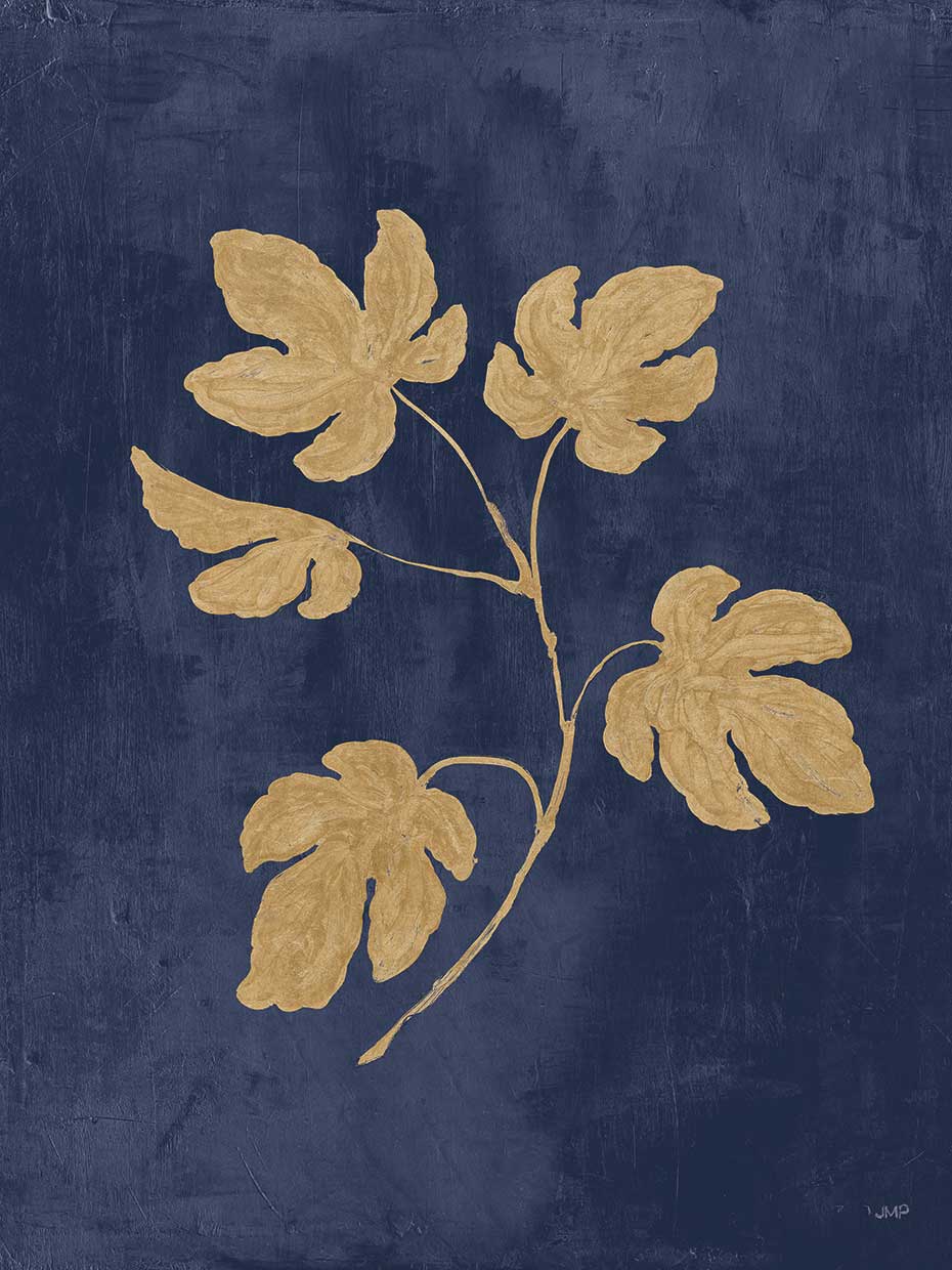 Botanical Study III Gold Navy