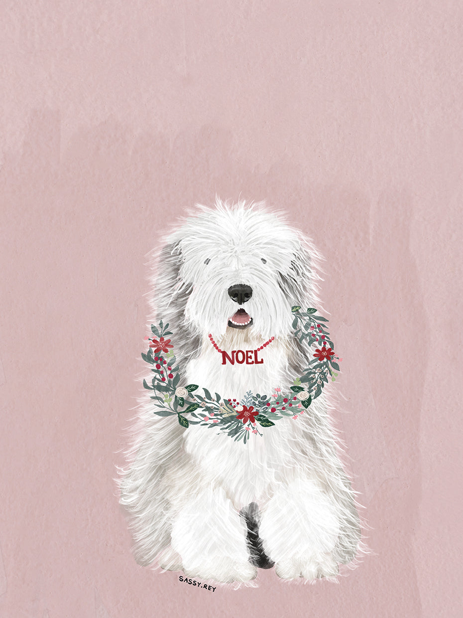 Old English sheep dog Christmas