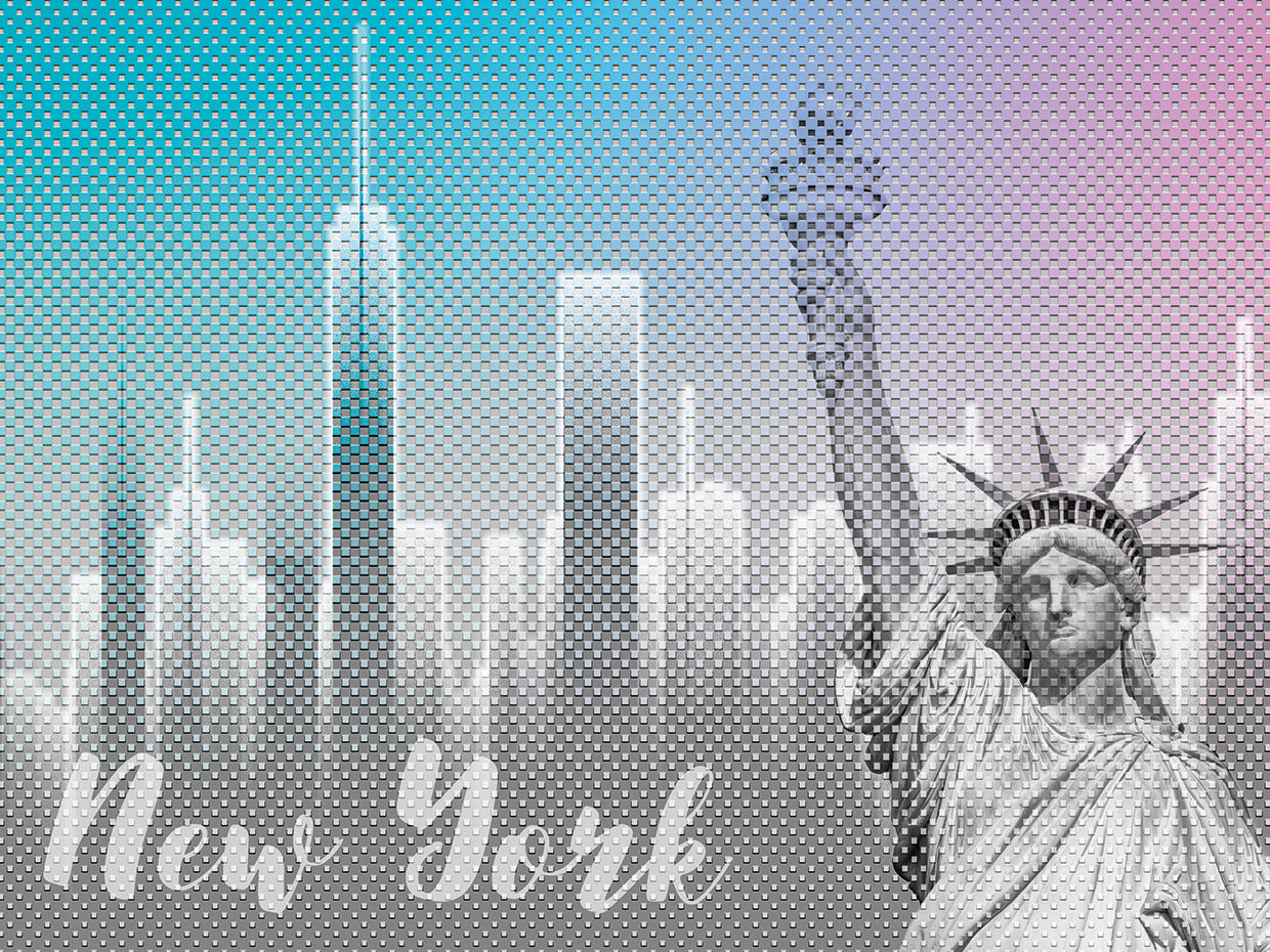 Graphic Art NEW YORK Mix No. 4 | funky cyan and pink