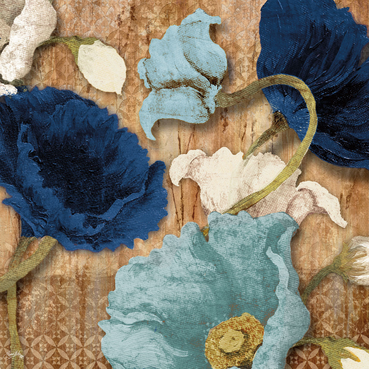 Blue Joyful Poppies I