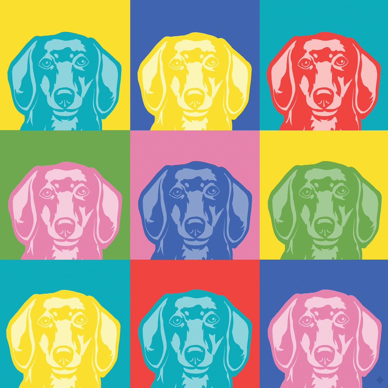 Dachshund Silhouette Pop Glam Rainbow Grid