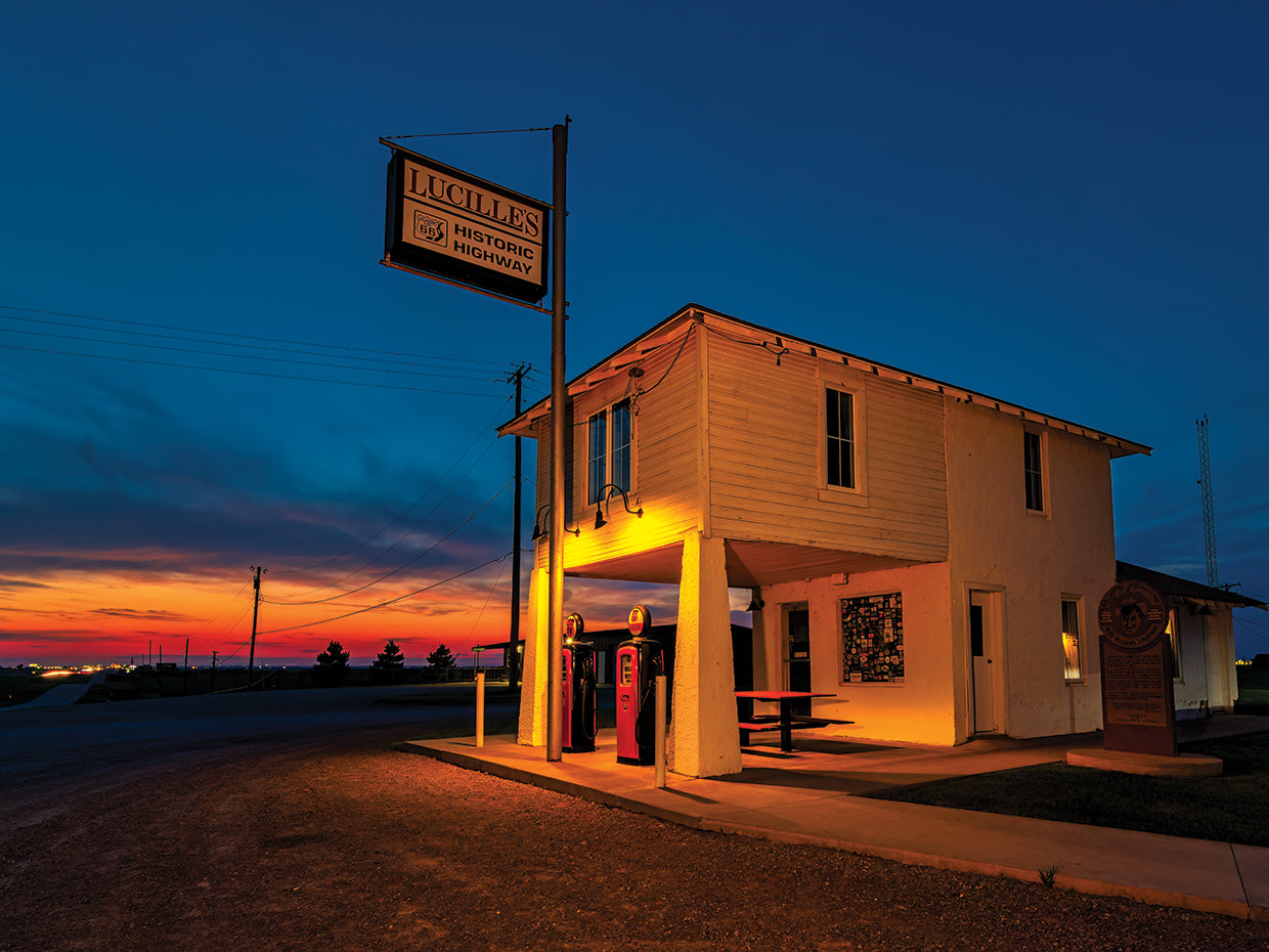 Sunset at Lucille's Service Station