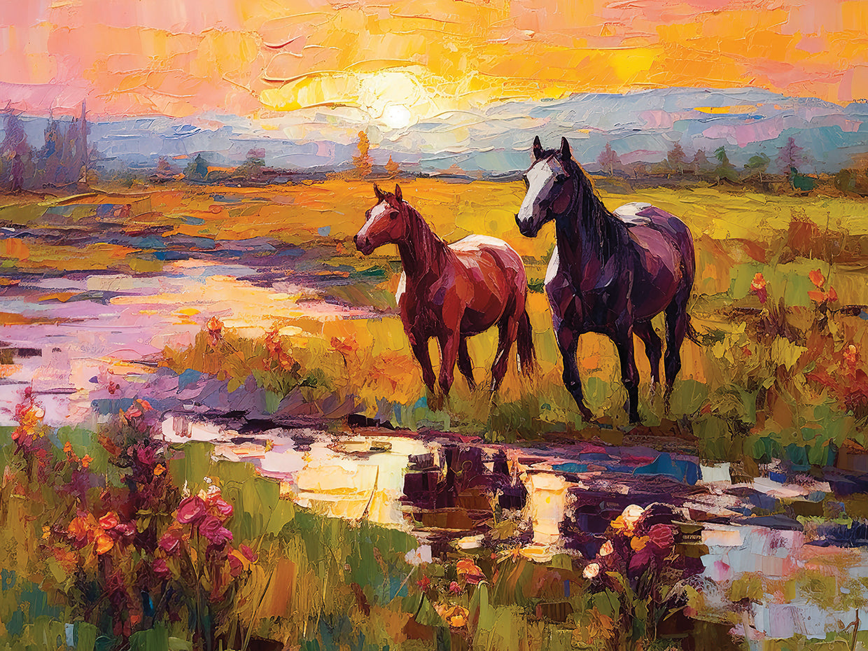 Wild Horses at River's Edge
