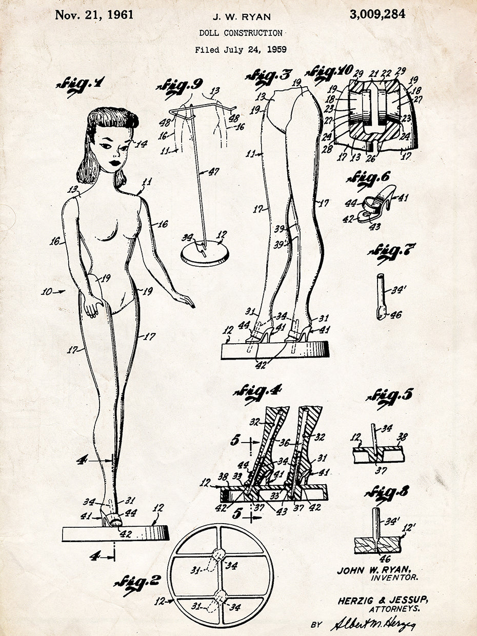 Patent Doll Construction J. W. Ryan 1959