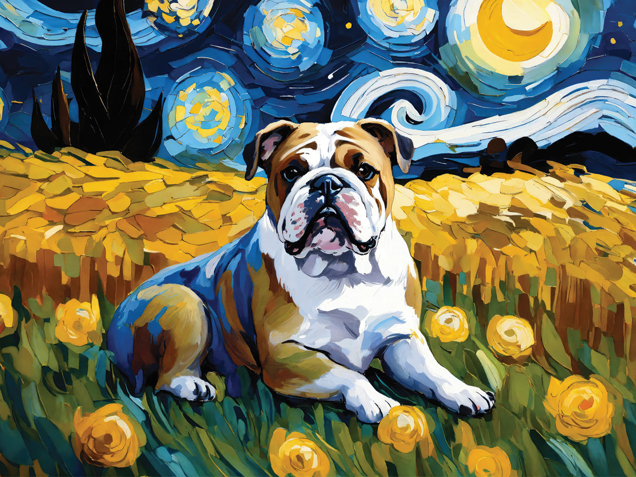 Van gogh Inspired Dogs Bulldog