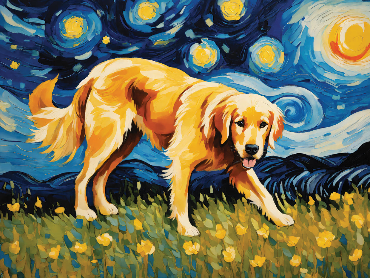 Van gogh Inspired Dogs Golden Retriever