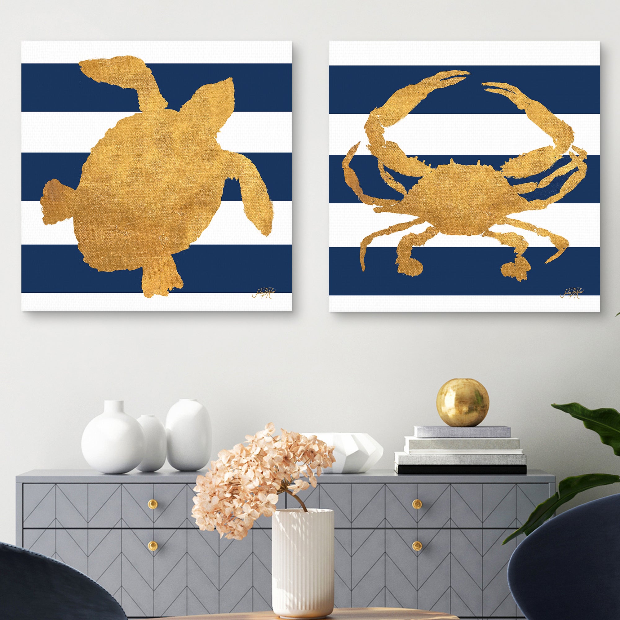 Sea Creatures on Stripes III & V